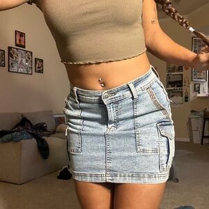 Lovegen - Denim mini cargo skirt